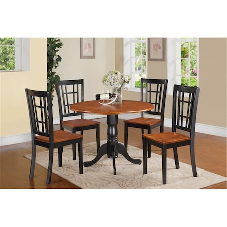 East West Furniture 5 Piece Kitchen Nook Dining Set-Kitchen Table and Kitchen 4 Chairs DLNI5-BCH-W